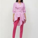 Striped Puff-Sleeve High-Low Poplin Shirt NOW $22 (was $74) Thumbnail