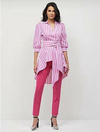 Striped Puff-Sleeve High-Low Poplin Shirt NOW $22 (was $74) Thumbnail
