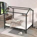 Hot deal! Queen Size Metal House Bed with Brown Board Now $90 (WAS $204) Thumbnail