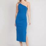 Fitted One-Shoulder Double-Strap Rib-Knit Midi Dress NOW $13.99! (Was $34) Thumbnail