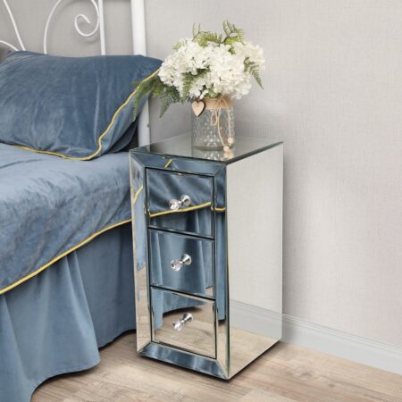 3-Drawer Mirrored Nightstand, Bedside Table with Crystal Diamond End Table SALE: $51 Thumbnail