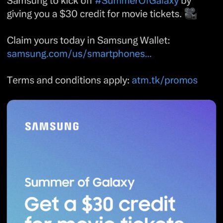 RUN DEAL! FREE $30 MOVIE TICKETS CREDIT!! SAMSUNG USERS ONLY! Thumbnail