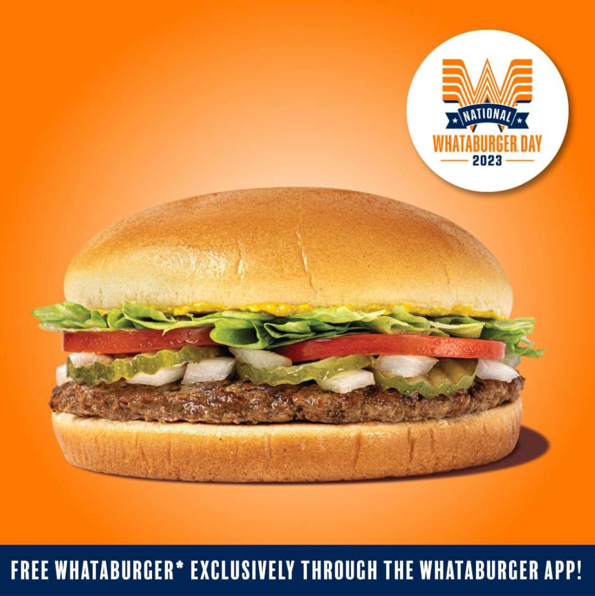 FREE Whataburger for National Whataburger Day! One Cute Couponer