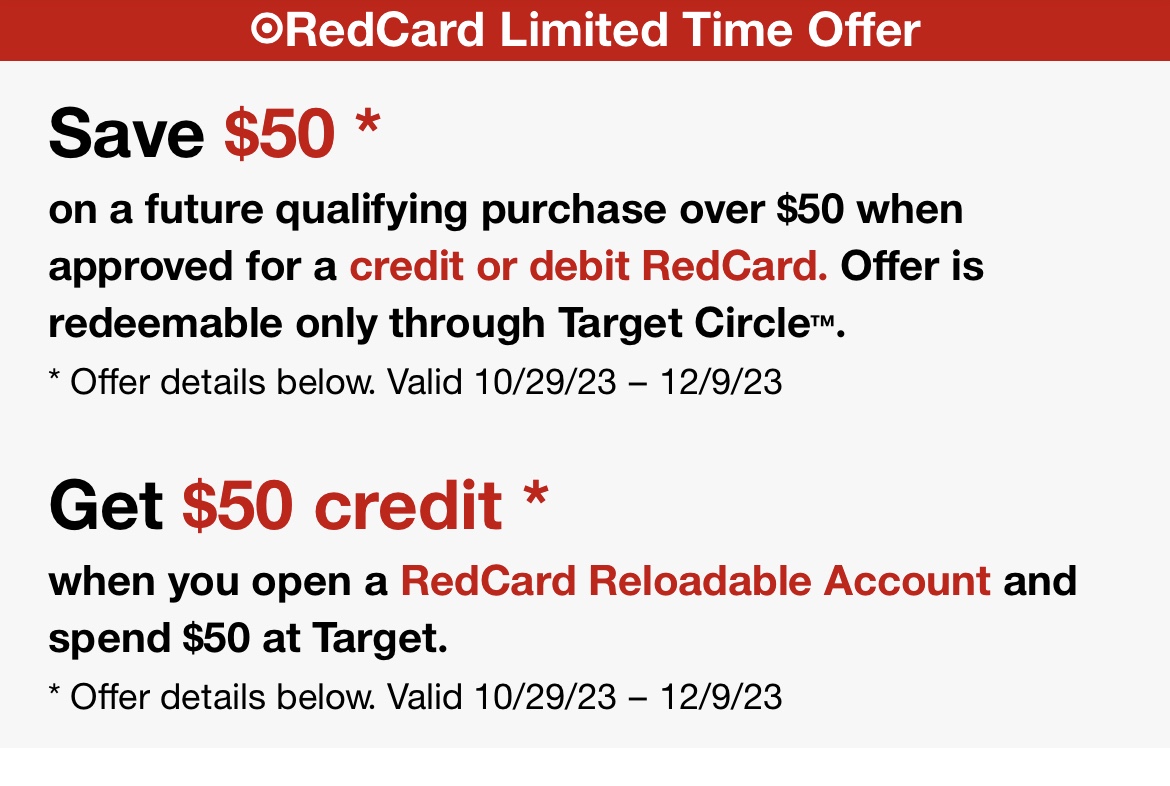 Get a FREE $50 Off Coupon for New Target RedCard Debit Card Holders!