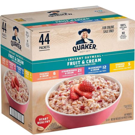 Quaker Instant Oatmeal Fruit & Cream Variety Pack 44 Count Now $13.13 (was $18.77) Thumbnail