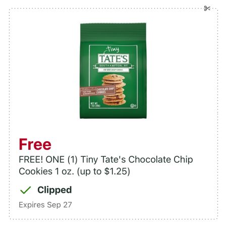 FREE Tiny Tate’s Chocolate Chip Cookies at Publix! Thumbnail