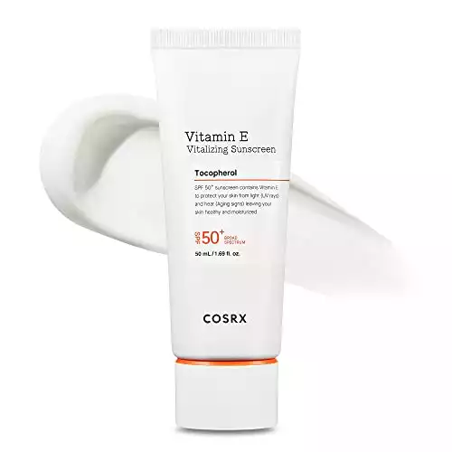 COSRX Daily SPF 50 Vitamin E Vitalizing Sunscreen for Face, UVA/UVB Protection, Lightweight, No White Cast for All Skin Tones, Semi Matte Finish, Sebum Balancing, Korean Skin Care