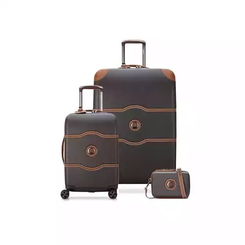 DELSEY Paris Chatelet Air 2.0 Hardside Luggage with Spinner Wheels, Chocolate Brown, 3 Piece Set (19/28/Crossbody)