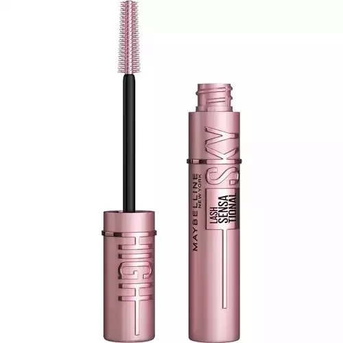 Maybelline Lash Sensational Sky High Washable Mascara Makeup, Volumizing, Lengthening, Defining, Curling, Multiplying, Buildable Formula, Blackest Black, 1 Count