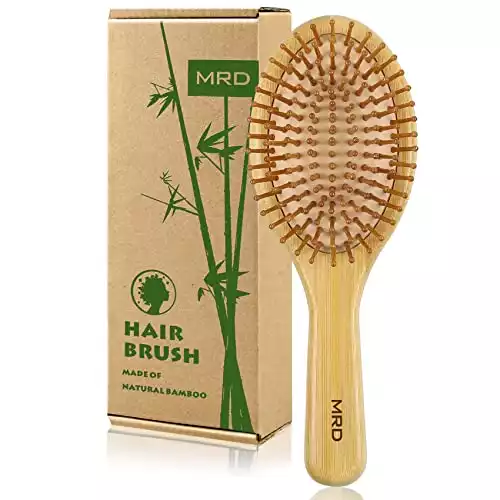 MRD Hair brush, Natural Bamboo Paddle Detangling Hairbrush, Massage Scalp Thick/Thin/Curly/Dry Hair For Women & Men Yellow