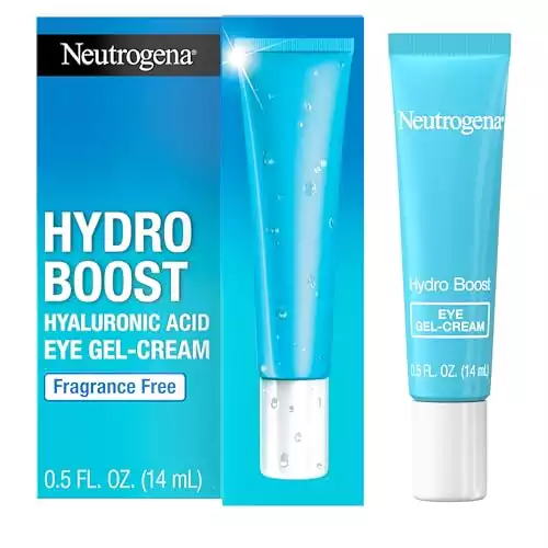 Neutrogena Hydro Boost Hyaluronic Acid Eye Gel Cream, Under Eye Cream with Hyaluronic Acid, Fragrance Free, Non-Comedogenic Moisturizer, 0.5 OZ