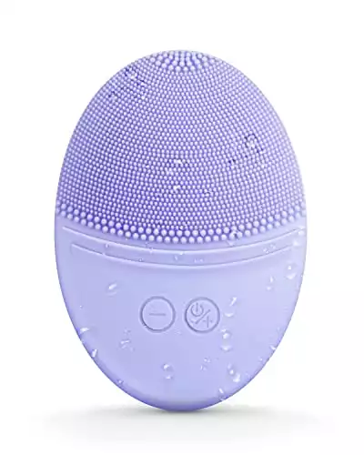 EZBASICS Facial Cleansing Brush Made with Ultra Hygienic Soft Silicone, Waterproof Sonic Vibrating Face Brush for Deep Cleansing, Gentle Massaging, Inductive Charging (Violet)1 Pack+5 Speed Settings