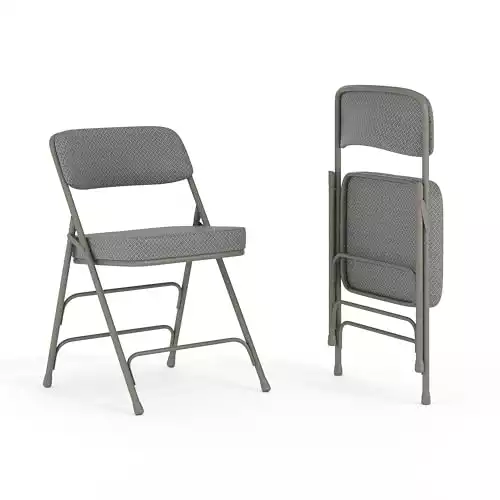 Flash Furniture 2 Pack HERCULES Series Premium Curved Triple Braced & Double Hinged Gray Fabric Metal Folding Chair