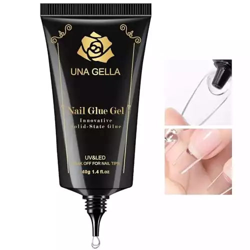 UNA GELLA Soft Gel Nail Tips Gl ue Gel Solid Nail Gl ue Gel 40ml Lamp Curing Needed Soak Off G LUE Strong Nail Gl ue Gel for Acrylic Nails Extension Fake Nail Tips Press On Nails for Gel Jelly Tips