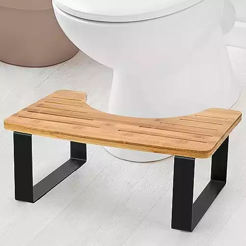 JOPSTDI Bathroom Stool,Bamboo Toilet for Bathroom,Adult and Children's Bedpan,Portable Squatting Pan with Dual Anti Slip Design,Stain,Scratch,CrackProof(Brown)