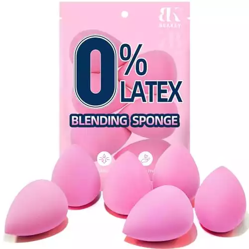 BEAKEY Super Soft Makeup Sponge Set of 6, Makeup Sponges for Foundation, Liquid, Cream and Powder, Pink Beauty Sponge for Blending, 0 Latex Blender, Halloween Makeup Tools