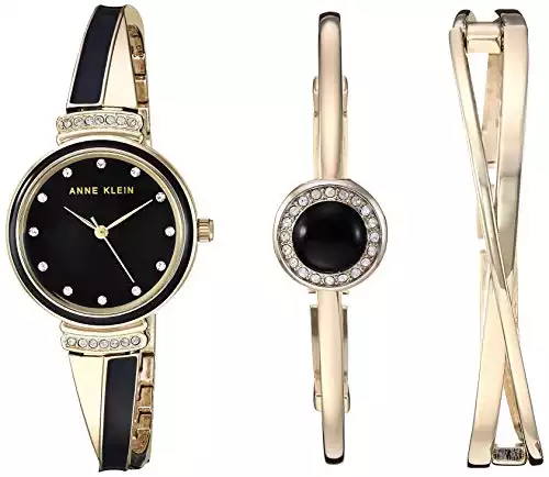 Anne Klein Women's Premium Crystal Accented Watch and Bangle Set