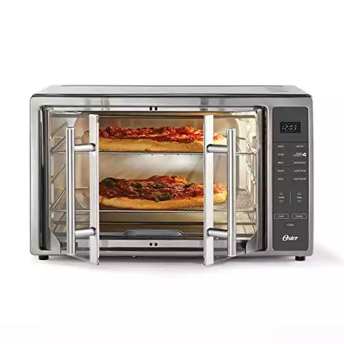 Oster Air Fryer Oven, 10-in-1 Countertop Toaster, Large Enough for 2 Pizzas, Stainless Steel French Doors, XL Sized