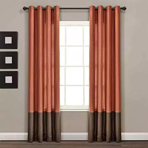 Lush Decor Color Block Prima Window Curtains Panel Set for Living, Dining Room, Bedroom (Pair), 54 x 84-inch, 84