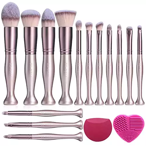 BS-MALL Makeup Brushes Stand Up Premium Synthetic Foundation Powder Concealers Eye Shadows (14rose)