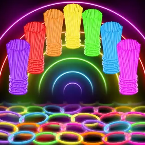 100 Ultra Bright Glow Sticks Bracelets and Necklaces - Premium Glow in the Dark Party Supplies and Decorations - Bulk 8