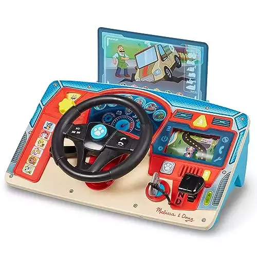 Melissa & Doug PAW Patrol Rescue Mission Wooden Dashboard - Activity Board, Toddler Sensory Toys, Pretend Play Driving Toy For Kids Ages 3+