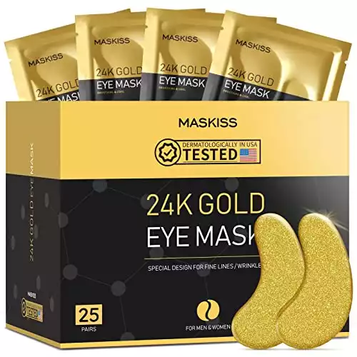 Maskiss 24k Gold Under Eye Patches (25 Pairs), eye mask, Collagen Skin Care Products, Eye Patches for Puffy Eyes, eye masks for dark circles and puffiness