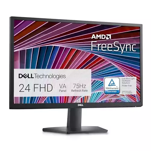 Dell SE2422HX Monitor - 24 inch FHD (1920 x 1080) 16:9 Ratio with Comfortview (TUV-Certified), 75Hz Refresh Rate, 16.7 Million Colors, Anti-Glare Screen with 3H Hardness, AMD FreeSync- Black