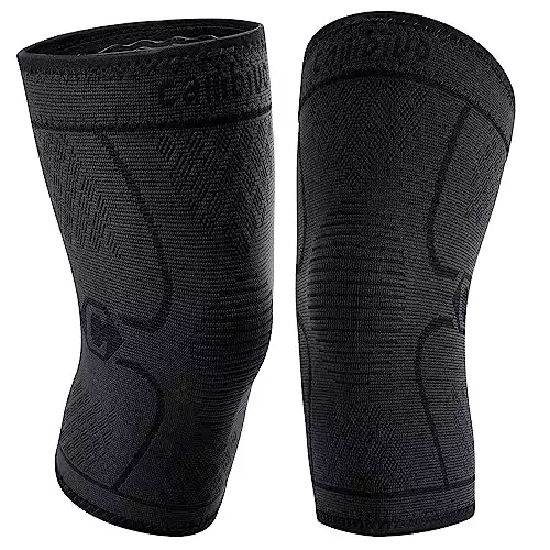 CAMBIVO 2 Pack Knee Braces for Knee Pain, Knee Compression Sleeve for Men and Women, Knee Support for Meniscus Tear, Running, Weightlifting, Workout, ACL, Arthritis, Joint Pain Relief (Black,Medium)