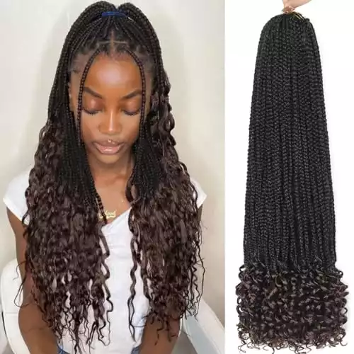 8 Packs 14 Inch Crochet Box Braids Hair with Curly Ends Pre looped Goddess Box Braids Crochet Hair Box Braids Braiding Hair Crochet Braids Hair for Women(14 inch,T30)