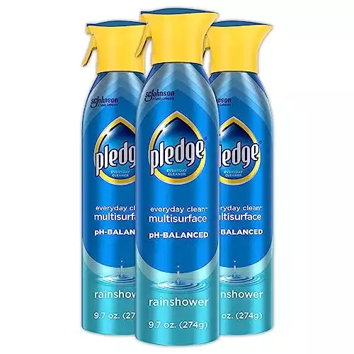 Pledge Everyday Clean Multi Surface Cleaner Spray, pH Balanced to Clean 101 Surfaces, Rainshower Scent, 9.7 oz (Pack of 3)