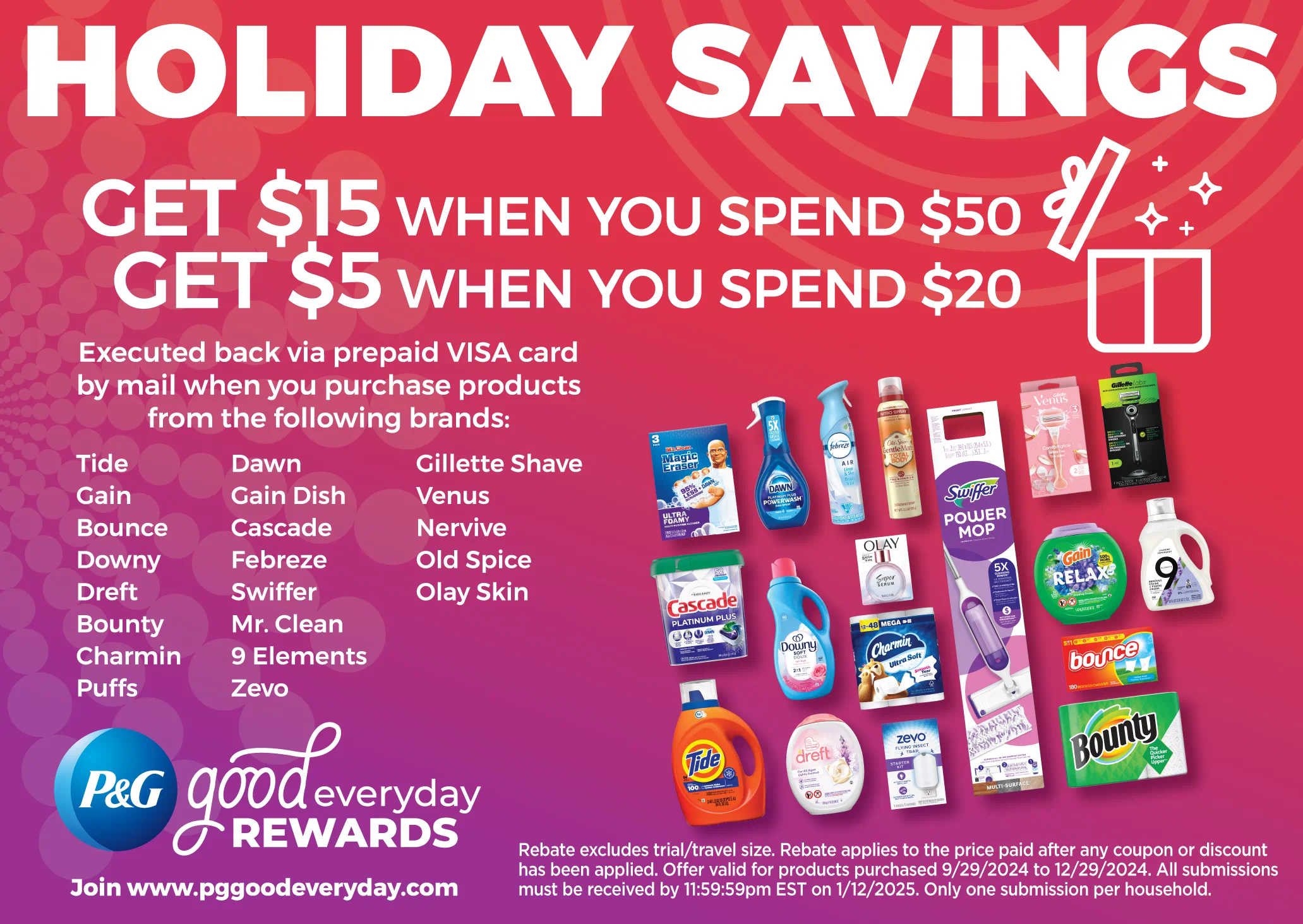 Free $15 Visa Gift Card From P&G When You Buy Select P&G Products!