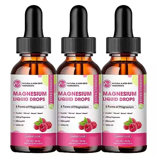 (3 Pack) Magnesium Liquid - 8 in 1 Magnesium Complex Drops with Magnesium Glycinate,Citrate,Malate,Taurate,Magnesium Complex Supplement for Brain,Sleep,Nerve,Muscle,Bone,Cramps,Heart,Non-GMO No Gluten