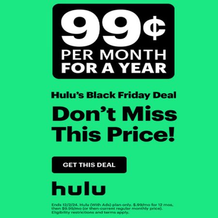 Get Hulu for only .99 Cents a Month! Black Friday Deal! Thumbnail