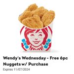 Free 6pc Nuggets Today at Wendy’s! (11/6) Thumbnail