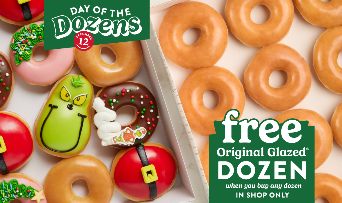 Free Original Glazed Dozen Doughnuts at Krispy Kreme When You Buy Any Dozen!