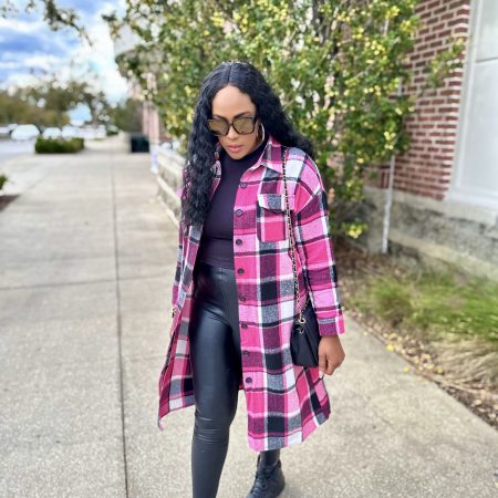 Pink Plaid Shacket Outfit Idea: Winter 2025 Styling Guide with Leather Leggings | Cozy Street Style Fashion Trend Thumbnail