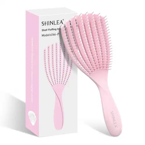 SHINLEA Detangler Brush for Curly Hair, Hairbrush for Wet Dry Thick Thin, Easily Comb Through Curl Hair and Reduces Breakage, Curly Brush for Women Men Kid (Pink)