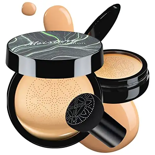 Mushroom Head Air Cushion CC Cream - BB Cream Foundation Makeup Moisturizing Concealer Long-Lasting, Cushion Foundation Full Coverage Self Adjusting for Mature Skin & All Skin Types (Buff Beige)