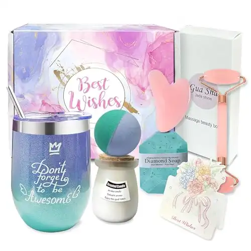 Luxury Spa Gift Set for Women Perfect for Birthdays, Anniversaries & Self-Care Includes Bubble Bath, Face Massager, Candle & More Ideal Gift for Mom, Wife, Daughter, or Best Friend